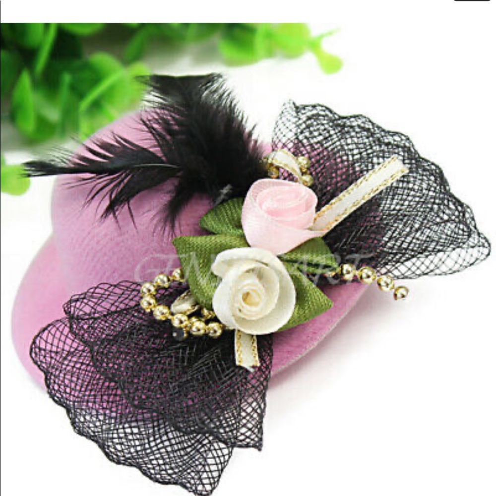 New Pink Hair Clip  Fascinator Mini Top Hat